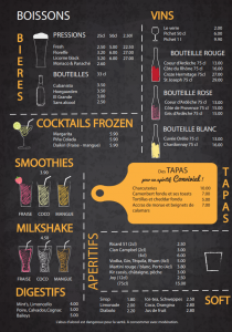 carte boissons