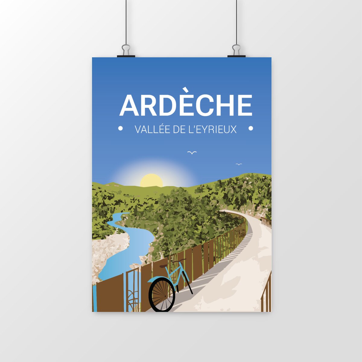Poster papier mat ou satiné Ardèche Vallée de L'Eyrieux DOLCE VIA