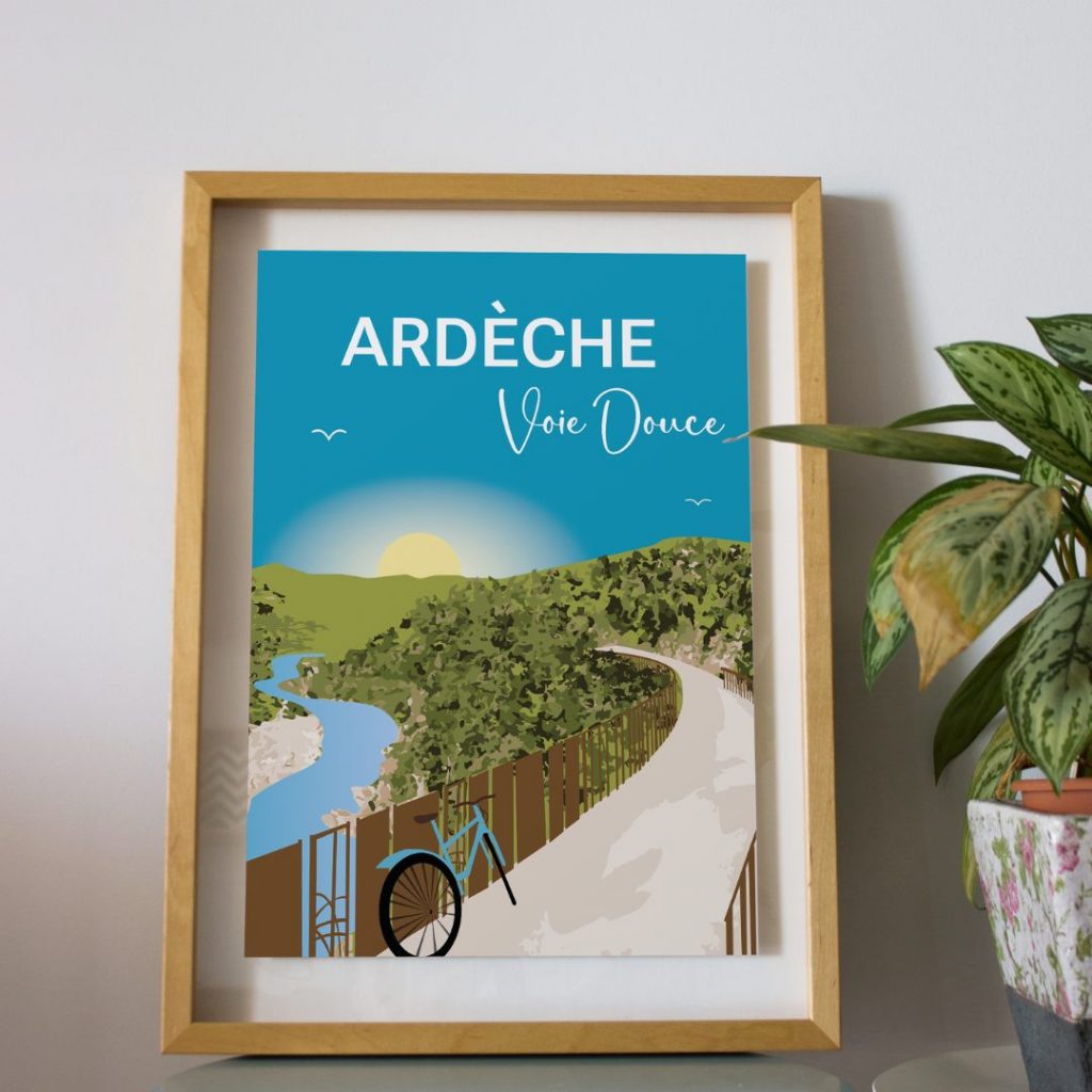 Souvenir Cadeau Ardèche - Poster Voie Douce Ardèche Dolce Via 