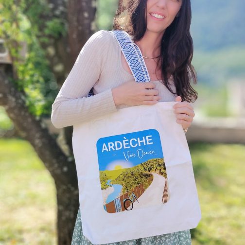 Sac ethnique - Bleu clair Vallée de l'Eyrieux - Voie douce – Image 3