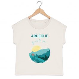 T-shirt ARDECHE Mont Mézenc femme manches à revers 100% coton