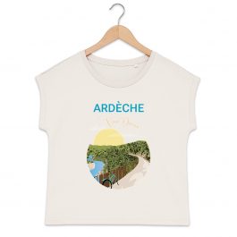 T-shirt ARDECHE Voie Douce femme manches à revers 100% coton