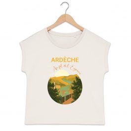 T-shirt ARDECHE AU fil de l’Eyrieux femme manches à revers 100% coton