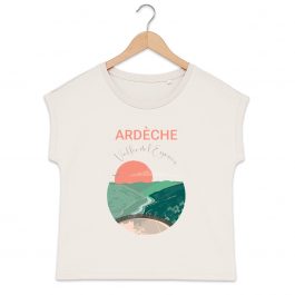 T-shirt ARDECHE Vallée de l’Eyrieux femme manches à revers 100% coton