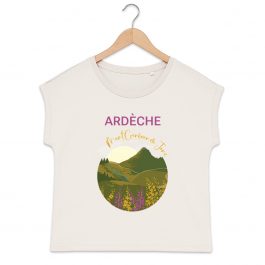 T-shirt ARDECHE Mont Gerbier de Jonc femme manches à revers 100% coton