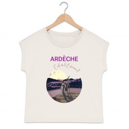 T-shirt ARDECHE Col de l’Escrinet  femme manches à revers 100% coton