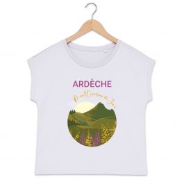 T-shirt ARDECHE Mont Gerbier de Jonc  femme manches à revers 100% coton