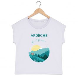 T-shirt ARDECHE Mont Mézenc  femme manches à revers 100% coton