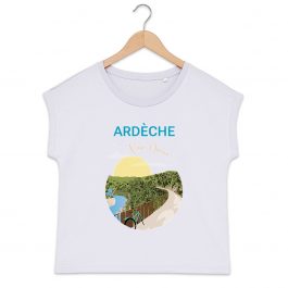 T-shirt ARDECHE Voie Douce femme manches à revers 100% coton