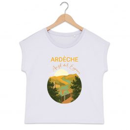 T-shirt ARDECHE AU fil de l’Eyrieux femme manches à revers 100% coton