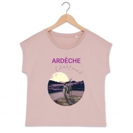 T-shirt ARDECHE Col de l’Escrinet  femme manches à revers 100% coton