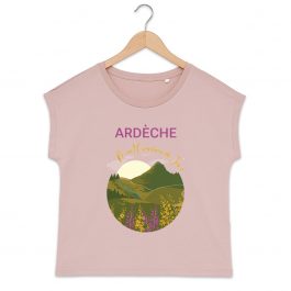 T-shirt ARDECHE Mont Gerbier de Jonc  femme manches à revers 100% coton