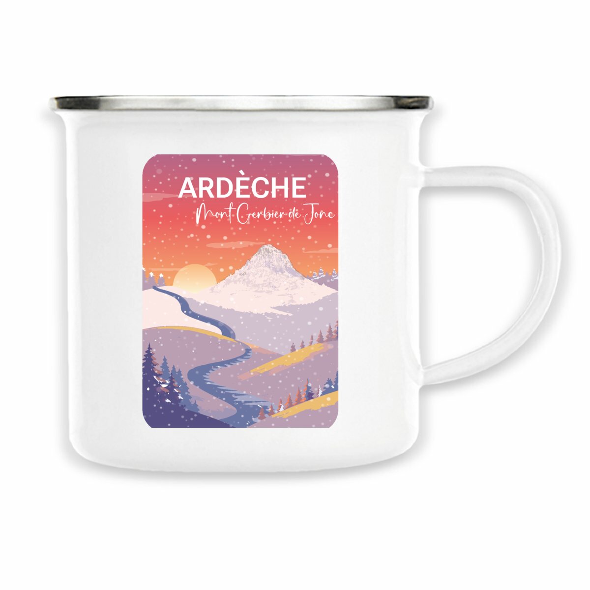 Mug métal Mont Gerbier de Jonc sous la neige Ardèche
