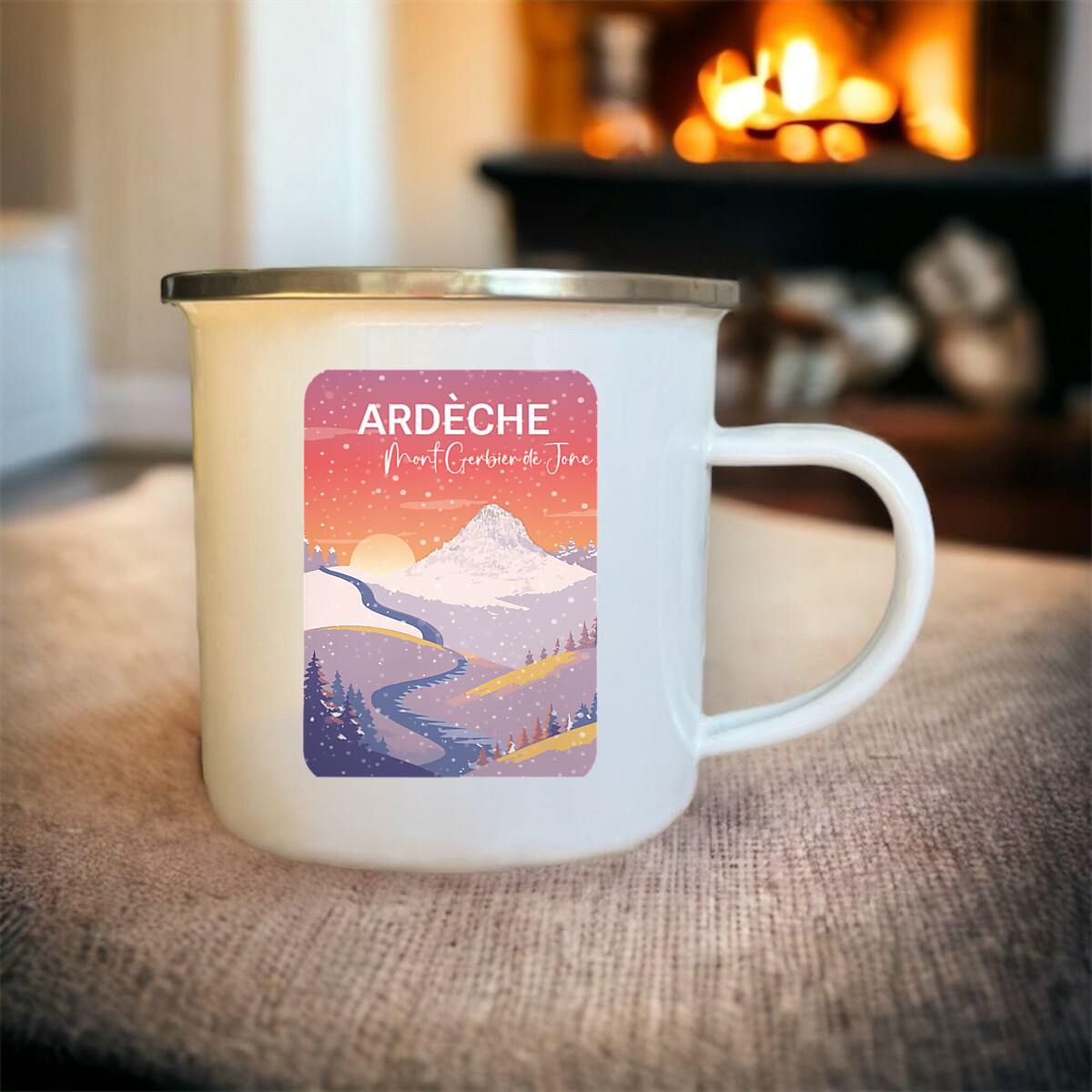 Mug métal Mont Gerbier de Jonc sous la neige Ardèche